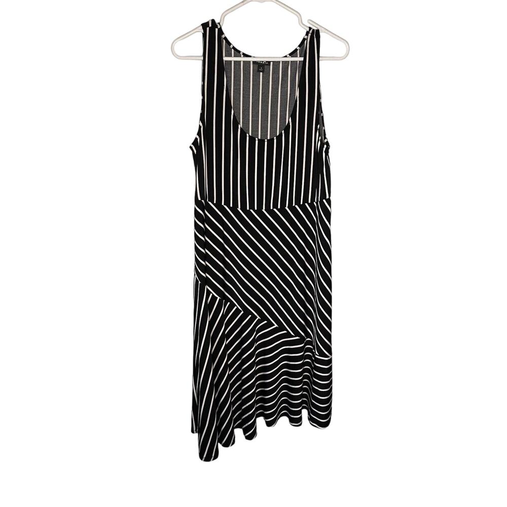 Torrid 1 Black Stripe Studio Knit Midi Dress Sleeveless Stretch jersey knit